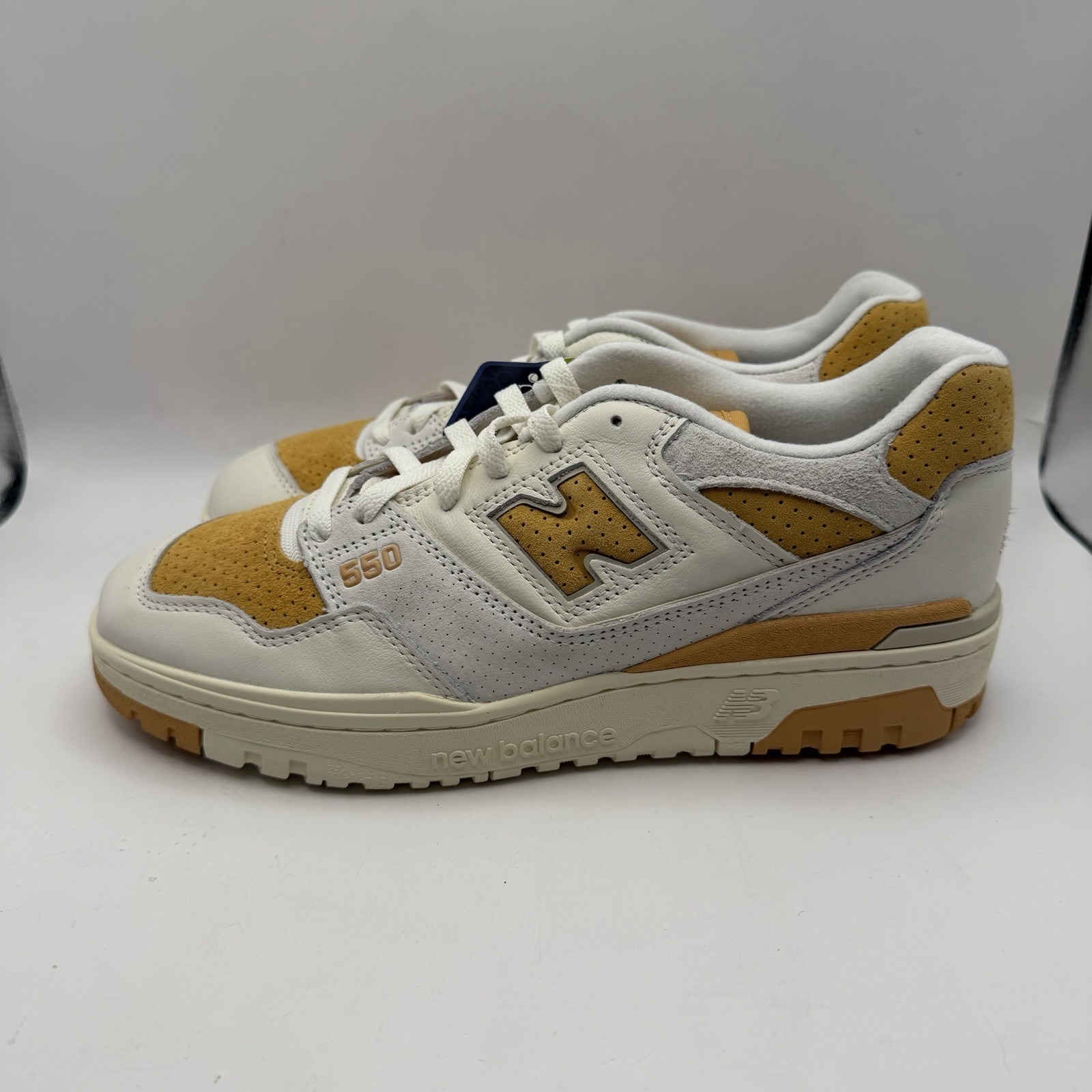 New Balance 550 Mens Size 9 Suede Toe Pack White Orange Sneakers Bb550lea